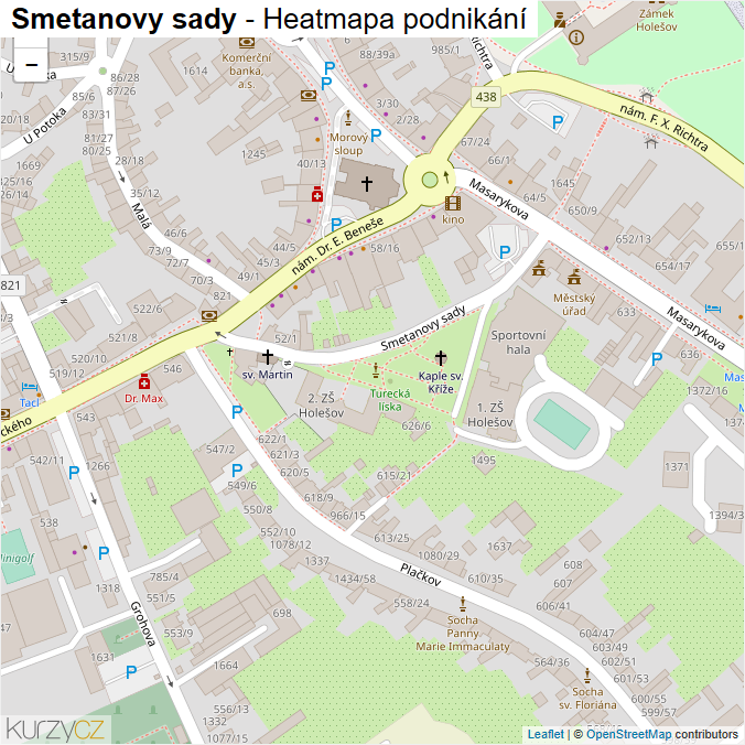 Mapa Smetanovy sady - Firmy v ulici.