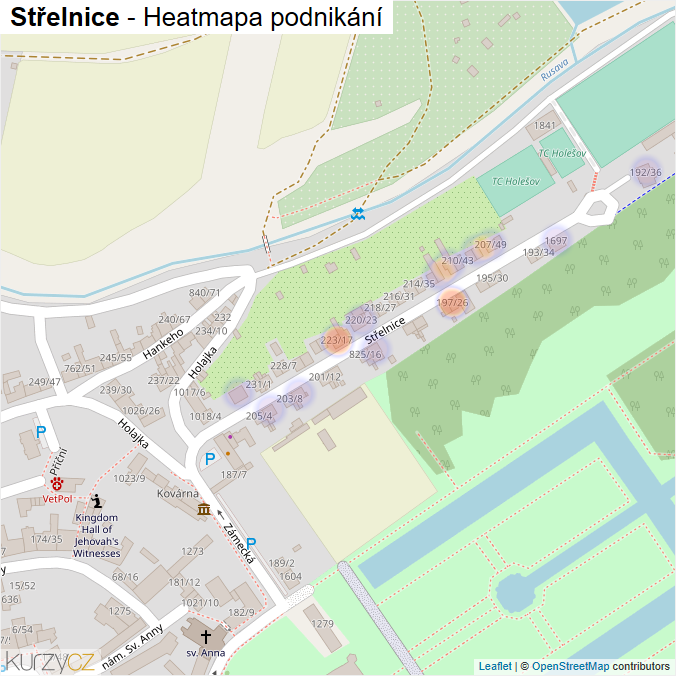 Mapa Střelnice - Firmy v ulici.