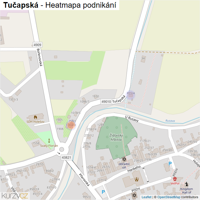 Mapa Tučapská - Firmy v ulici.