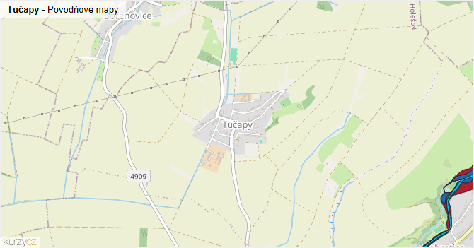 Tučapy - záplavové mapy stoleté vody
