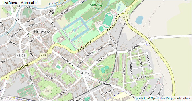 Tyršova - mapa ulice
