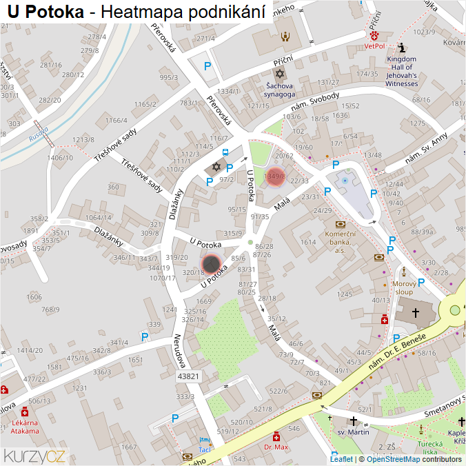 Mapa U Potoka - Firmy v ulici.
