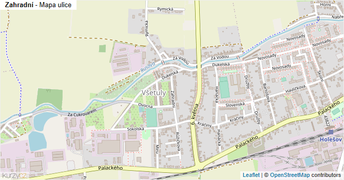 Zahradní - mapa ulice