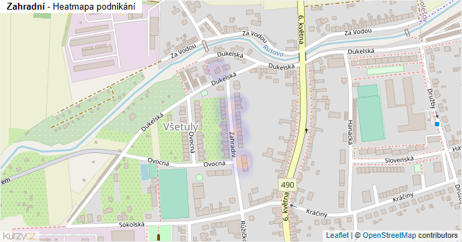 Zahradní - mapa podnikání