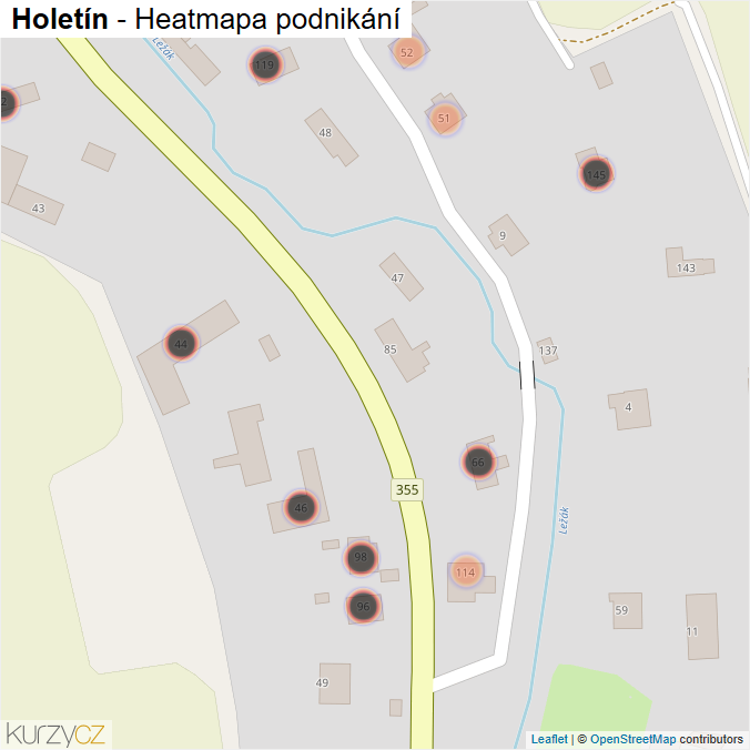 Mapa Holetín - Firmy v obci.