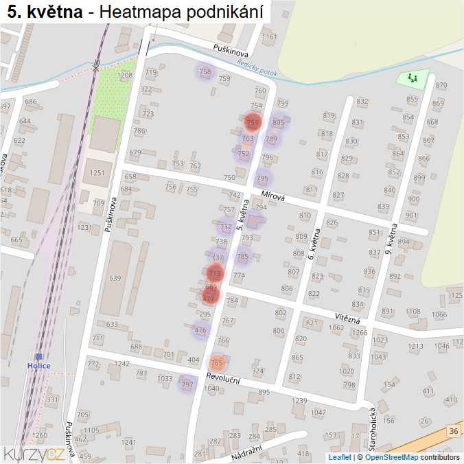 Mapa 5. května - Firmy v ulici.