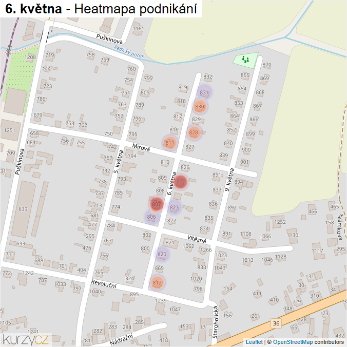 Mapa 6. května - Firmy v ulici.