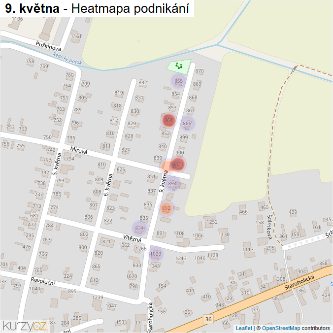 Mapa 9. května - Firmy v ulici.