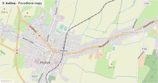 9. května - záplavové mapy stoleté vody