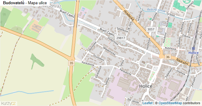 Budovatelů - mapa ulice