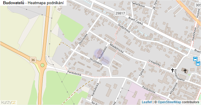 Budovatelů - mapa podnikání