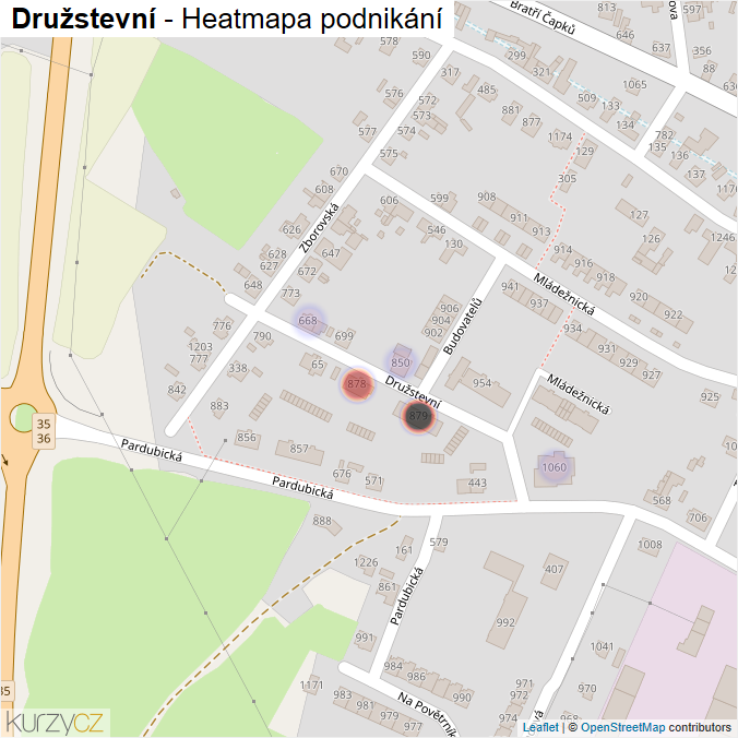 Mapa Družstevní - Firmy v ulici.