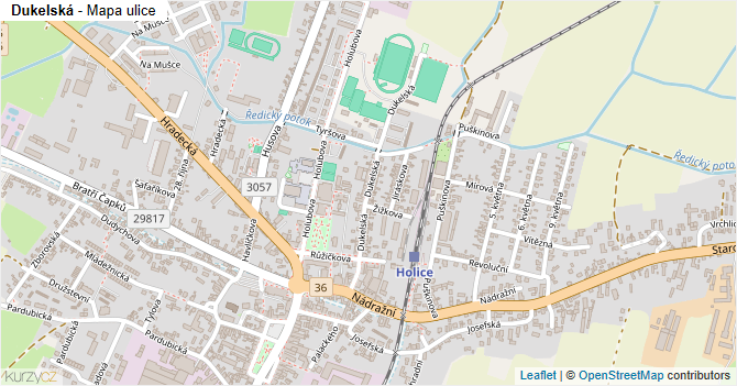 Dukelská - mapa ulice