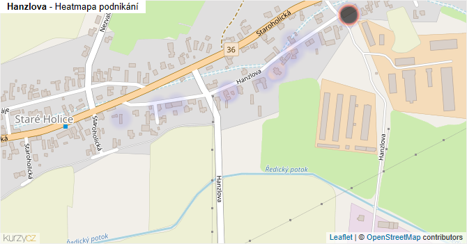 Hanzlova - mapa podnikání