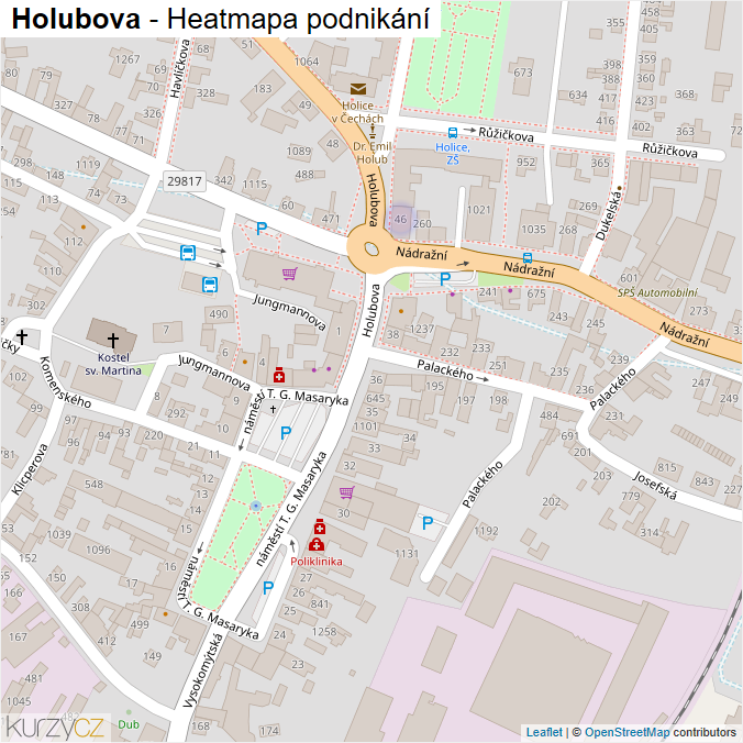 Mapa Holubova - Firmy v ulici.