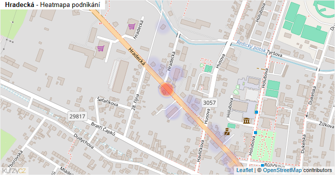 Hradecká - mapa podnikání