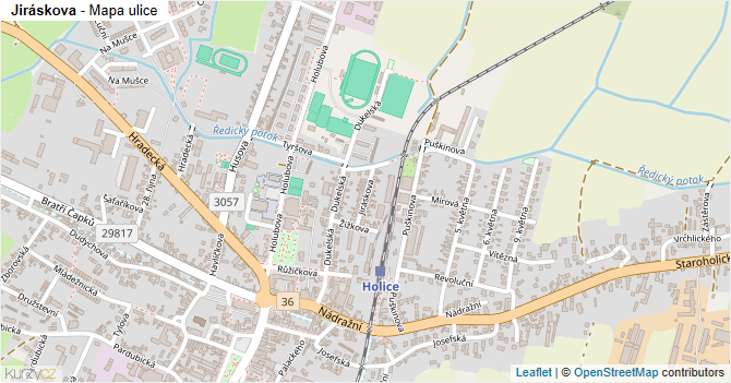 Jiráskova - mapa ulice