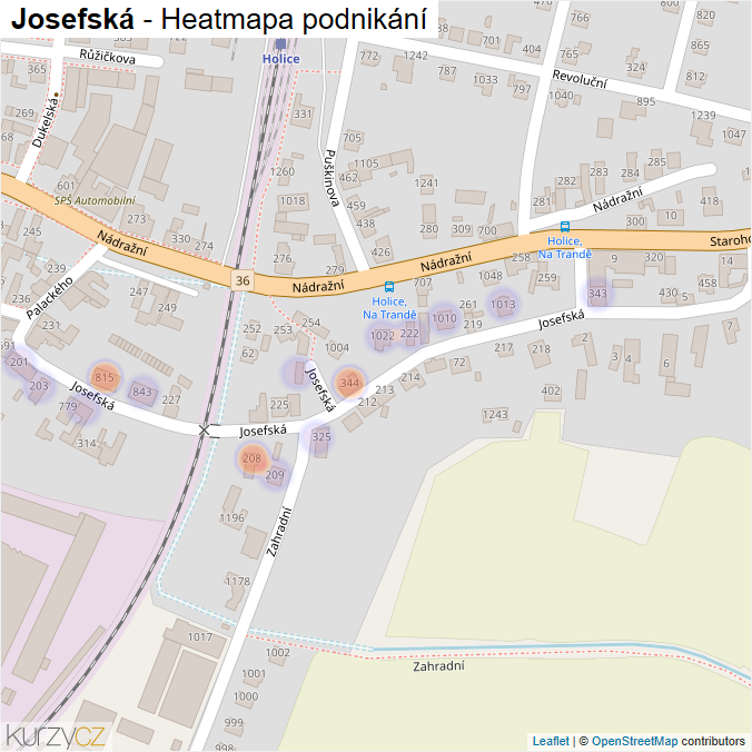 Mapa Josefská - Firmy v ulici.