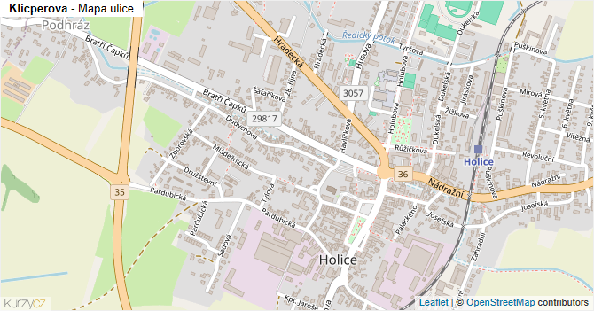 Klicperova - mapa ulice