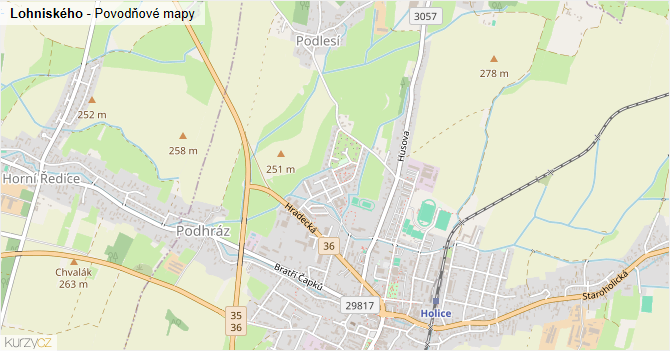 Lohniského - záplavové mapy stoleté vody