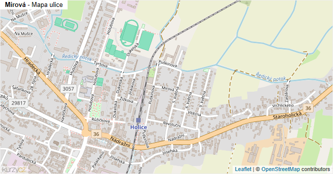 Mírová - mapa ulice