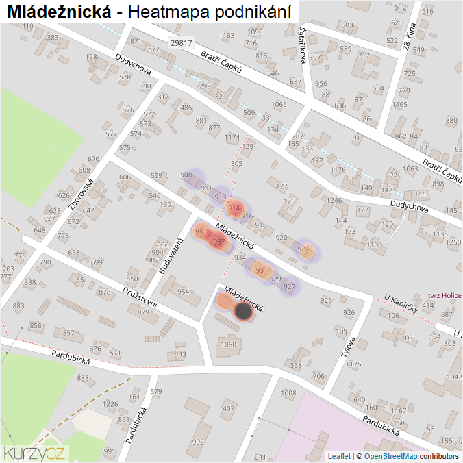 Mapa Mládežnická - Firmy v ulici.