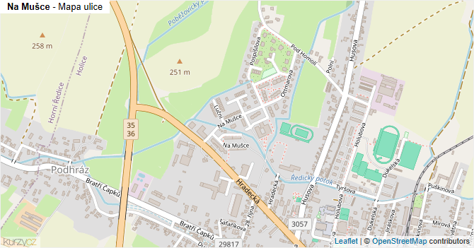 Na Mušce - mapa ulice