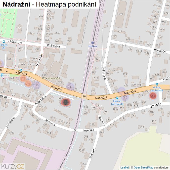 Mapa Nádražní - Firmy v ulici.