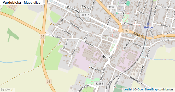 Pardubická - mapa ulice
