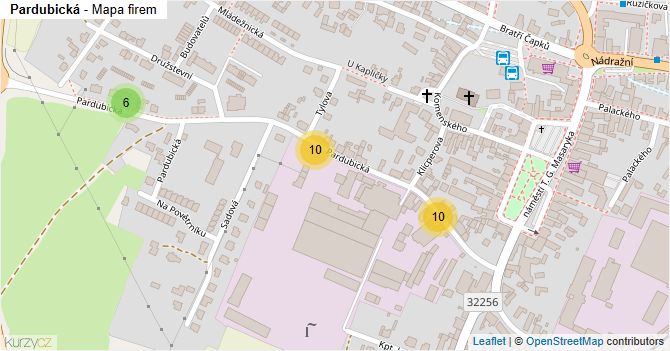Pardubická - mapa firem