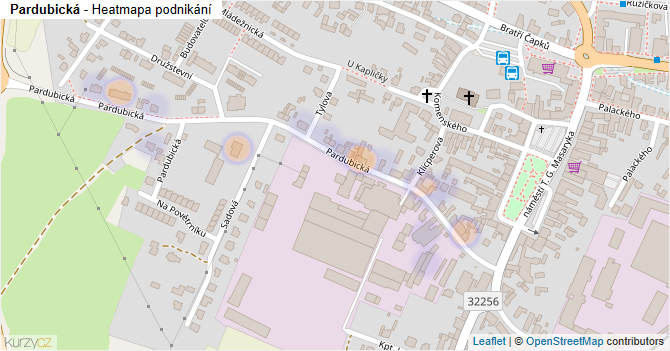 Pardubická - mapa podnikání