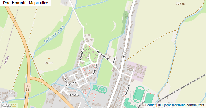 Pod Homolí - mapa ulice