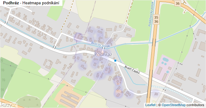 Podhráz - mapa podnikání