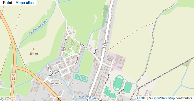 Polní - mapa ulice