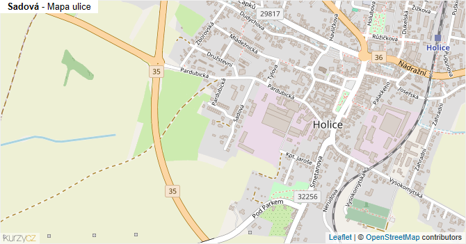 Sadová - mapa ulice