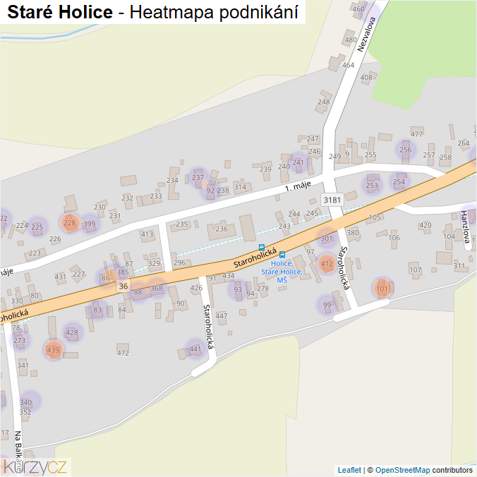 Mapa Staré Holice - Firmy v části obce.