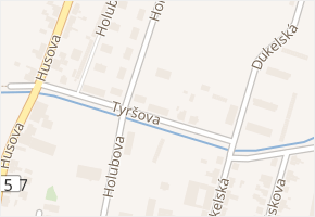 Tyršova v obci Holice - mapa ulice