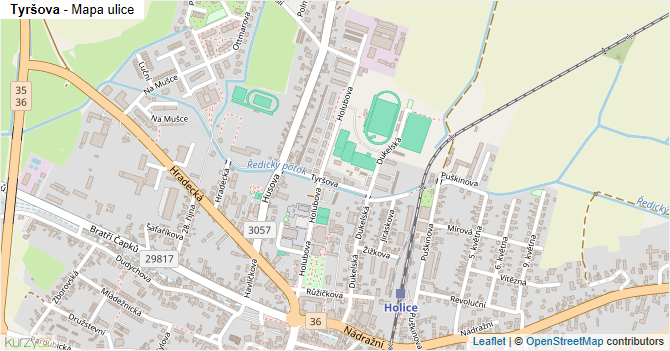 Tyršova - mapa ulice