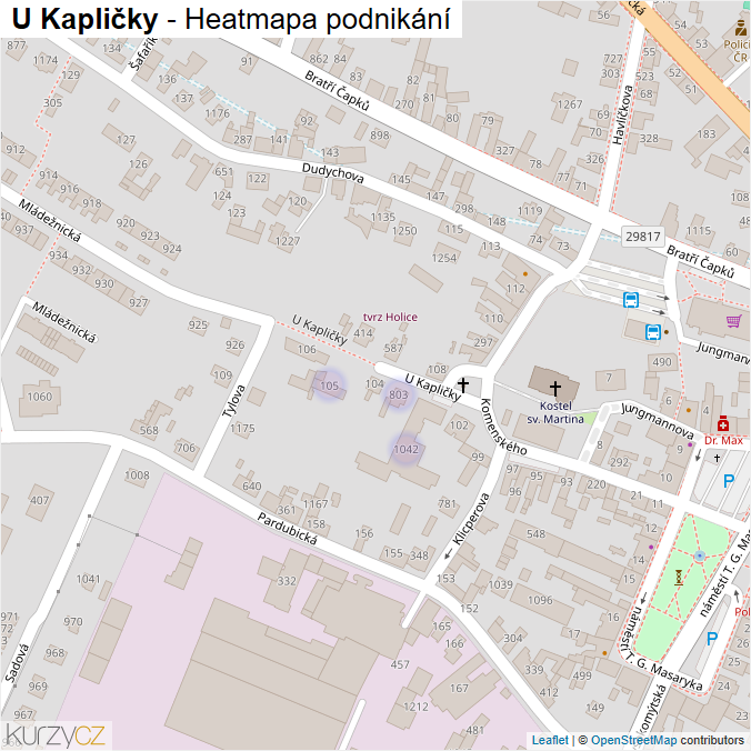 Mapa U Kapličky - Firmy v ulici.
