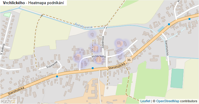 Vrchlického - mapa podnikání