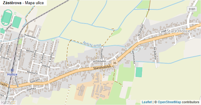 Zástěrova - mapa ulice