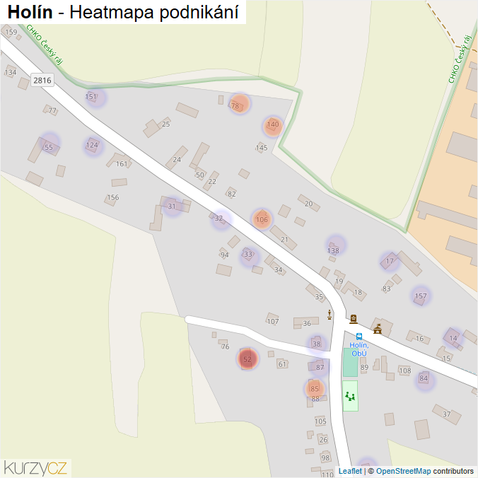 Mapa Holín - Firmy v části obce.