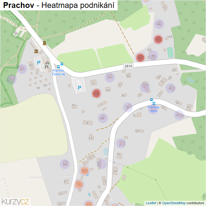 Mapa Prachov - Firmy v části obce.