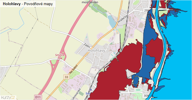 Holohlavy - záplavové mapy stoleté vody