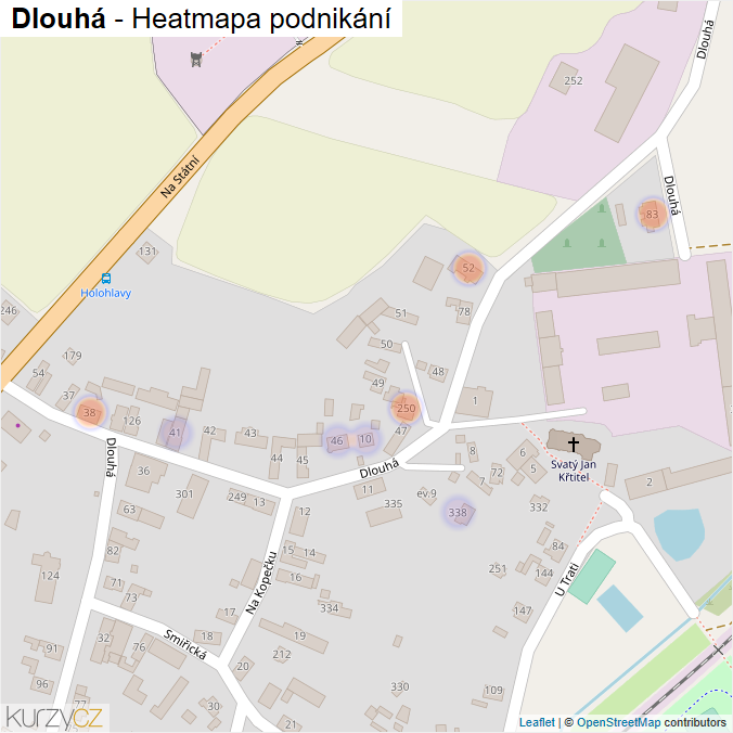 Mapa Dlouhá - Firmy v ulici.