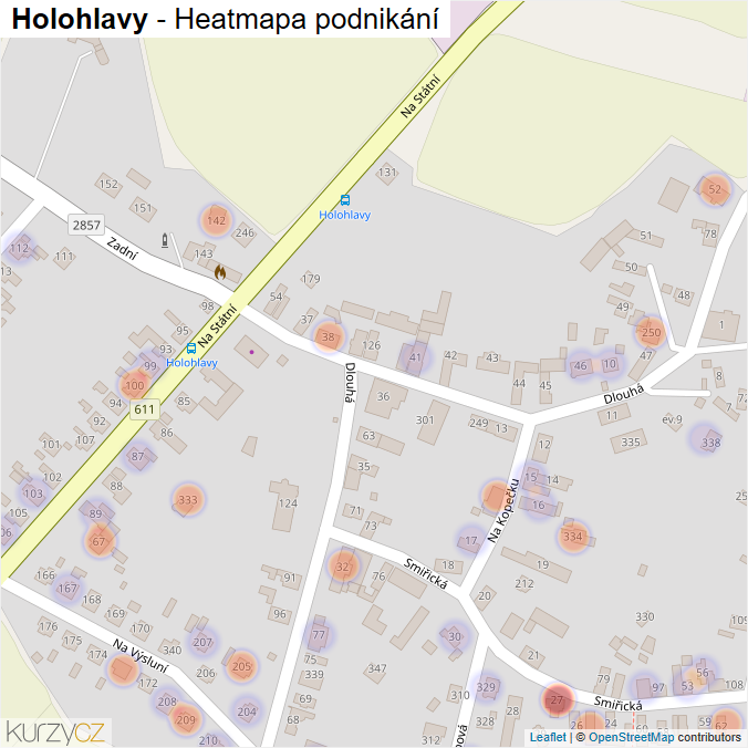 Mapa Holohlavy - Firmy v části obce.