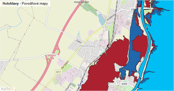 Holohlavy - záplavové mapy stoleté vody
