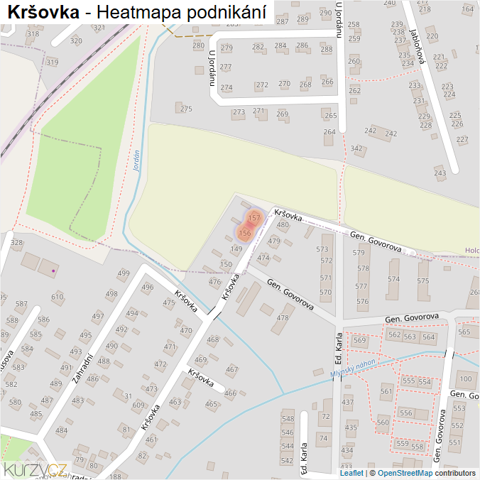 Mapa Kršovka - Firmy v ulici.