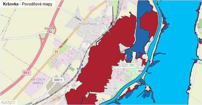 Kršovka - záplavové mapy stoleté vody