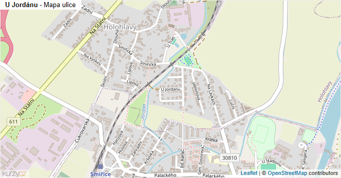 U Jordánu - mapa ulice